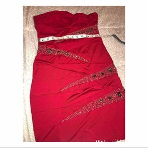 Red Tube Dress with Gems